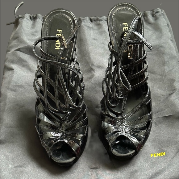 Fendi Shoes - Authentic Fendi Slingback Patent Leather High Heal Sandals